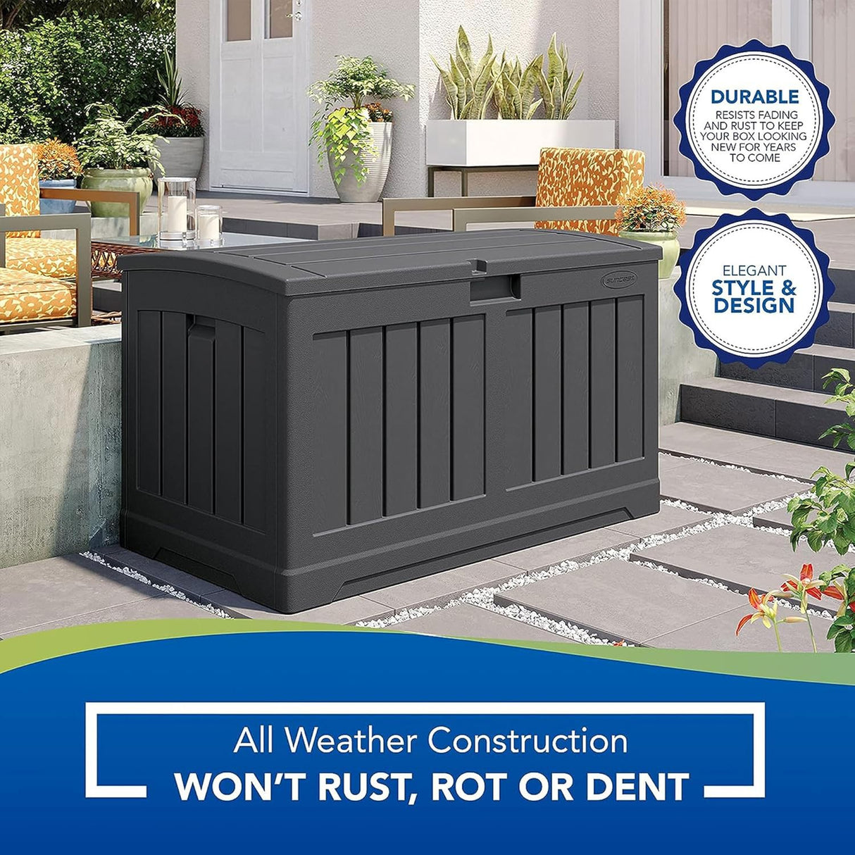 صن كاست صندوق تخزين خارجي من الراتنج ٥٠ جالون – رمادي