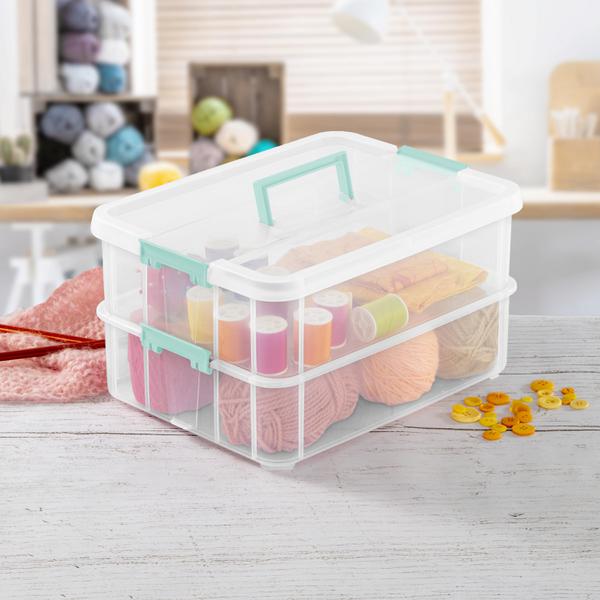 ستيرلايت صندوق بلاستيكي بمقبض ذو طبقتين – شفاف