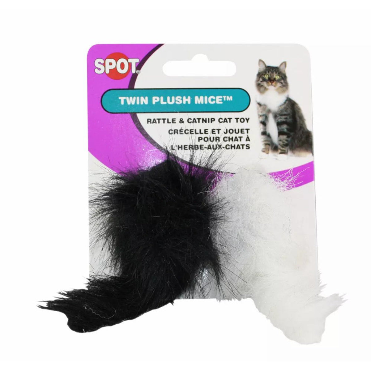 سبوت لعبة فئران للقطط – قطعتان أسود وأبيض